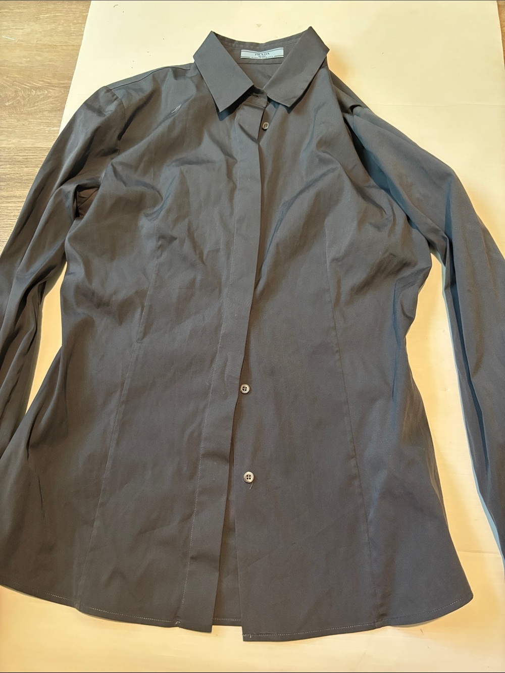 Prada Slate Gray Women's Button-Down Shirt Size 44